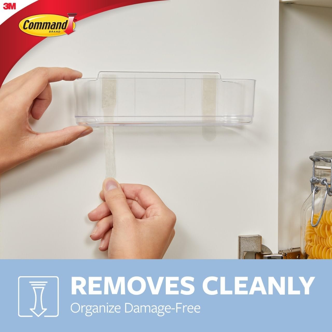 Command Large Caddy by 3M wall-mounted organizer with adhesive strips holds up to 4 lbs damage-free for pantry bathroom or under-sink storage
