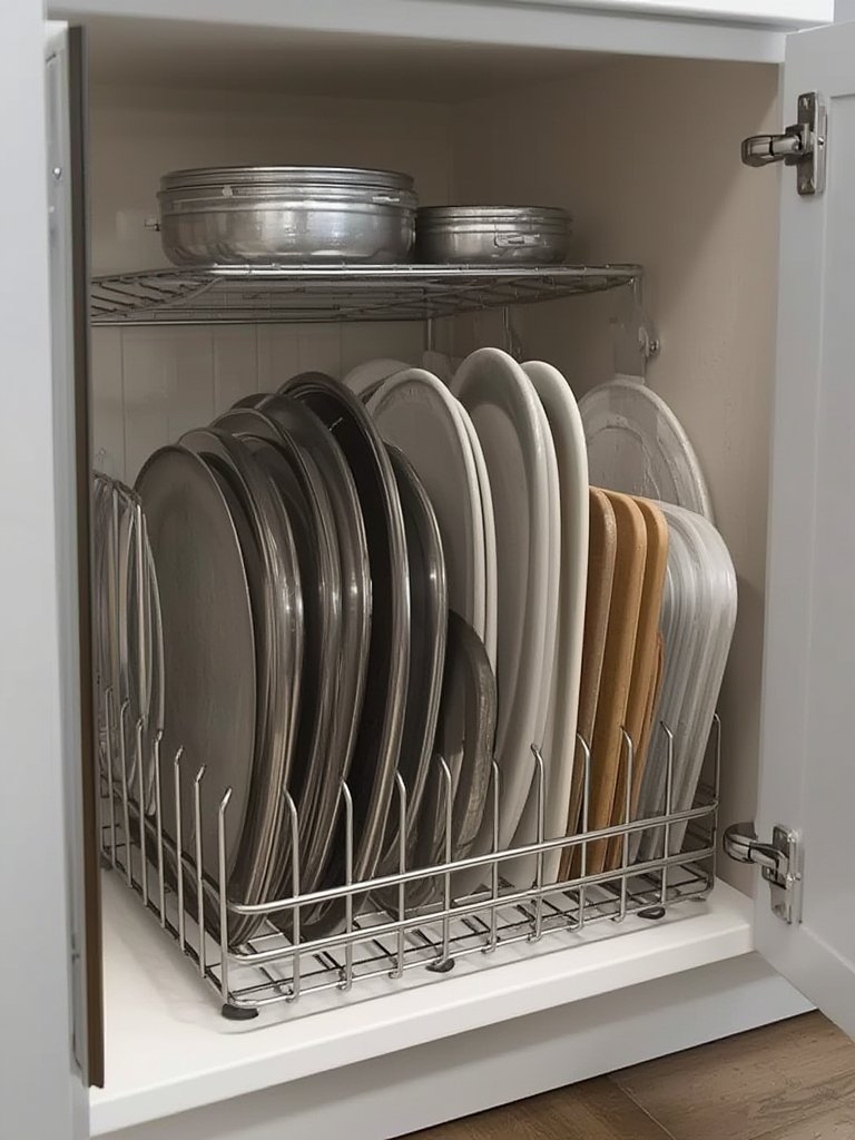 bakeware organizer in action