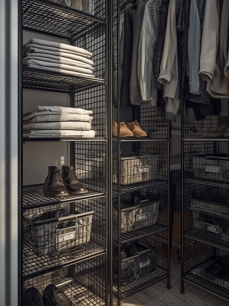 Whitmor 36-Pair Over-the-Door Shoe Organizer Review: Vertical Storage for Small Spaces 2 wire cubes in action