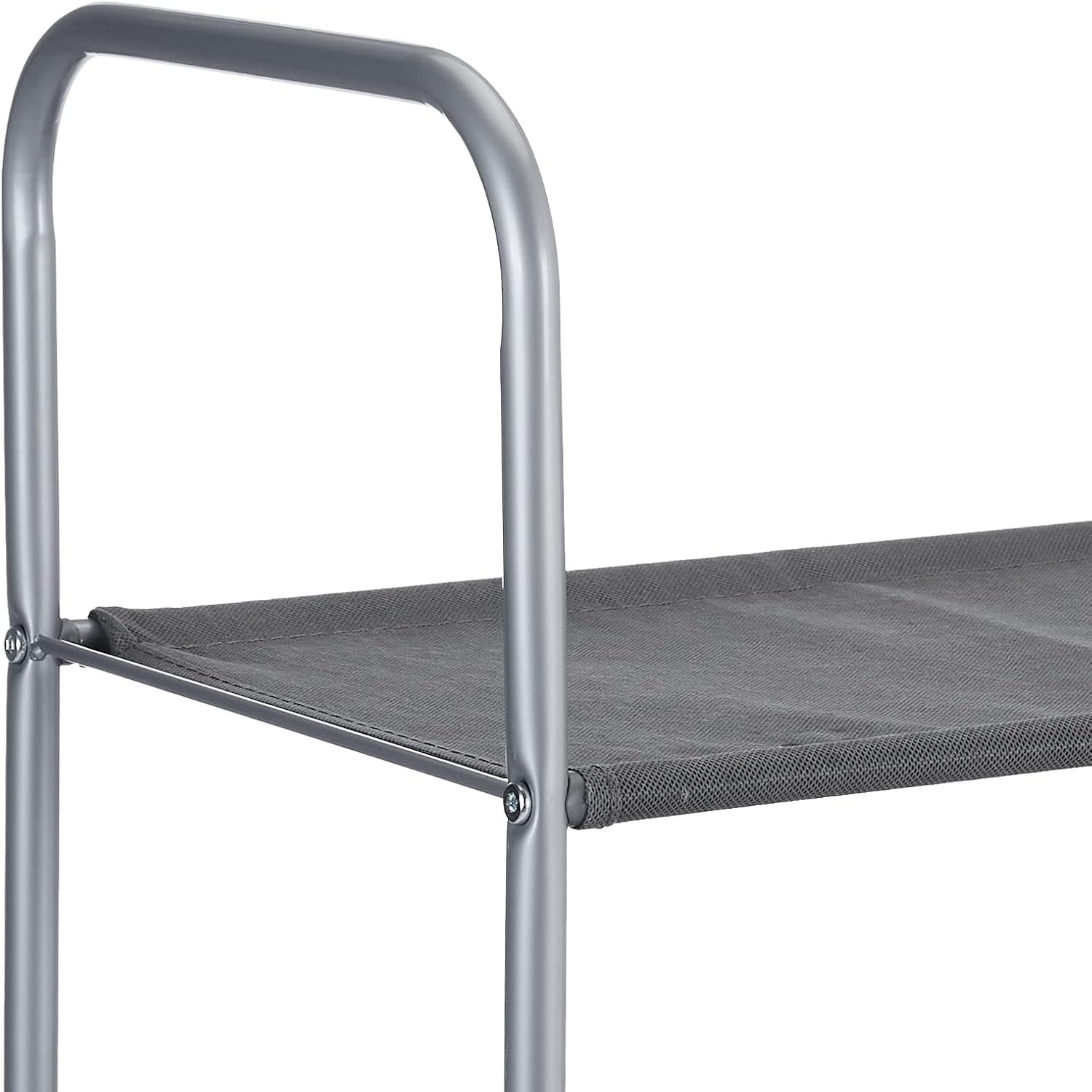 Amazon Basics freestanding closet organizer with 3 fabric shelves and 2 collapsible drawers lightweight tool-free assembly grey