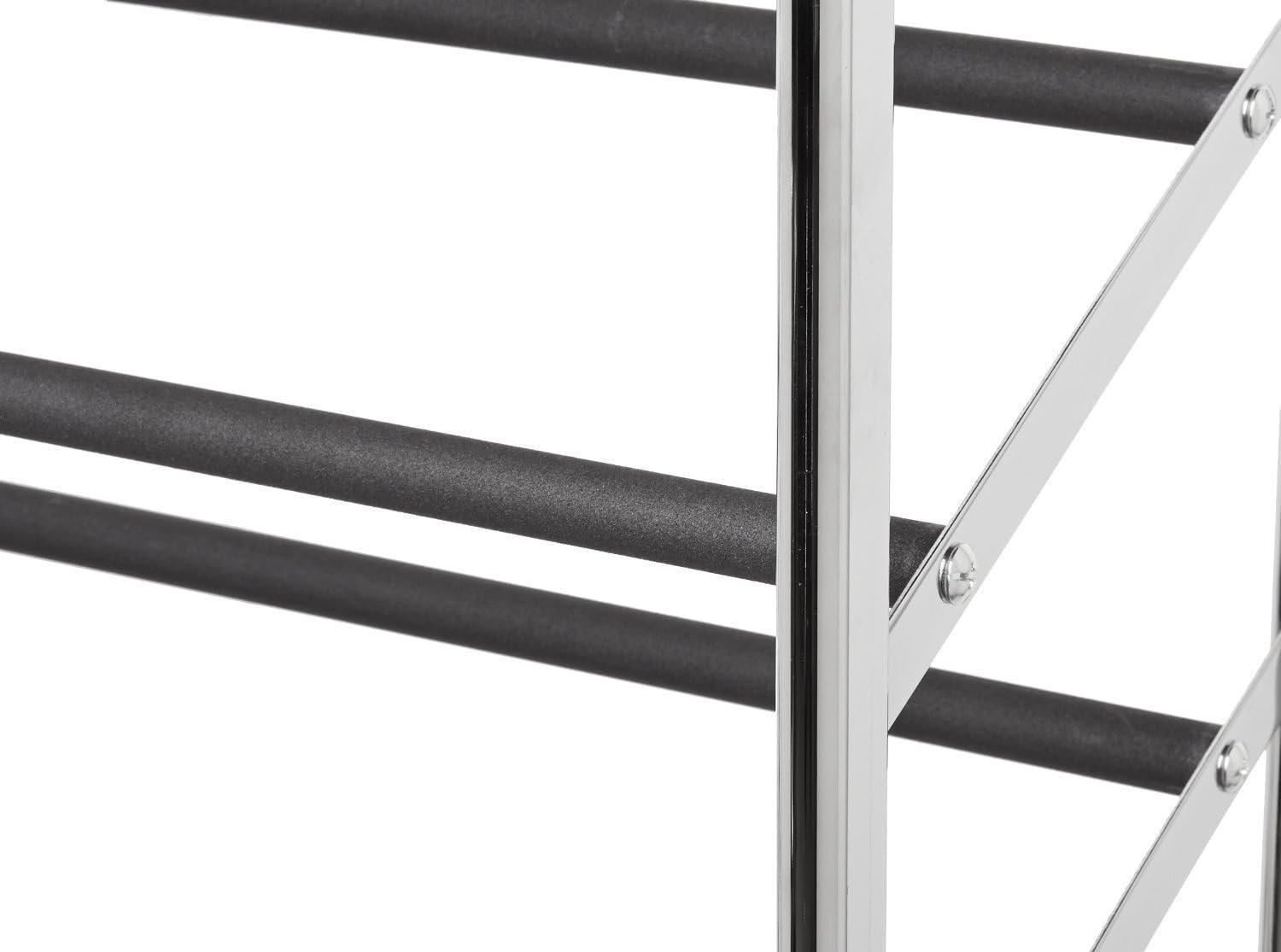 Amazon Basics 10-tier rolling shoe rack holds up to 50 pairs chrome metal shoe organizer with locking wheels