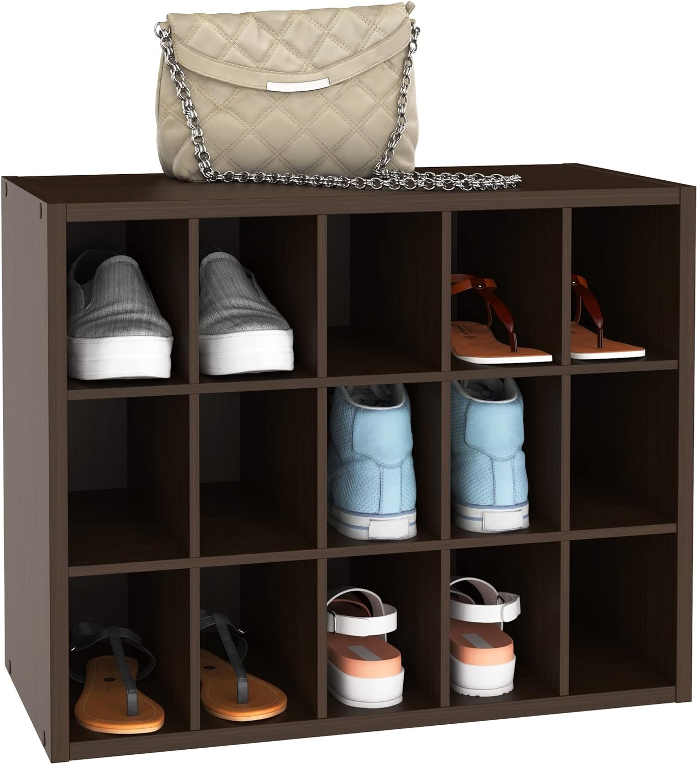 ClosetMaid 15-cube stackable shoe organizer with 15 compartments freestanding closet and entryway storage cubby shelf