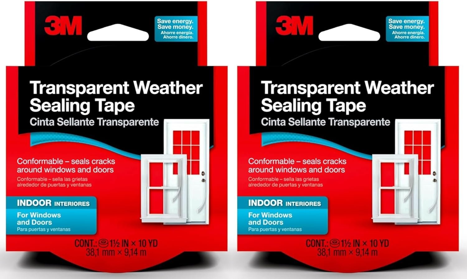 Weather sealing tape applied along a window frame to block drafts and dust