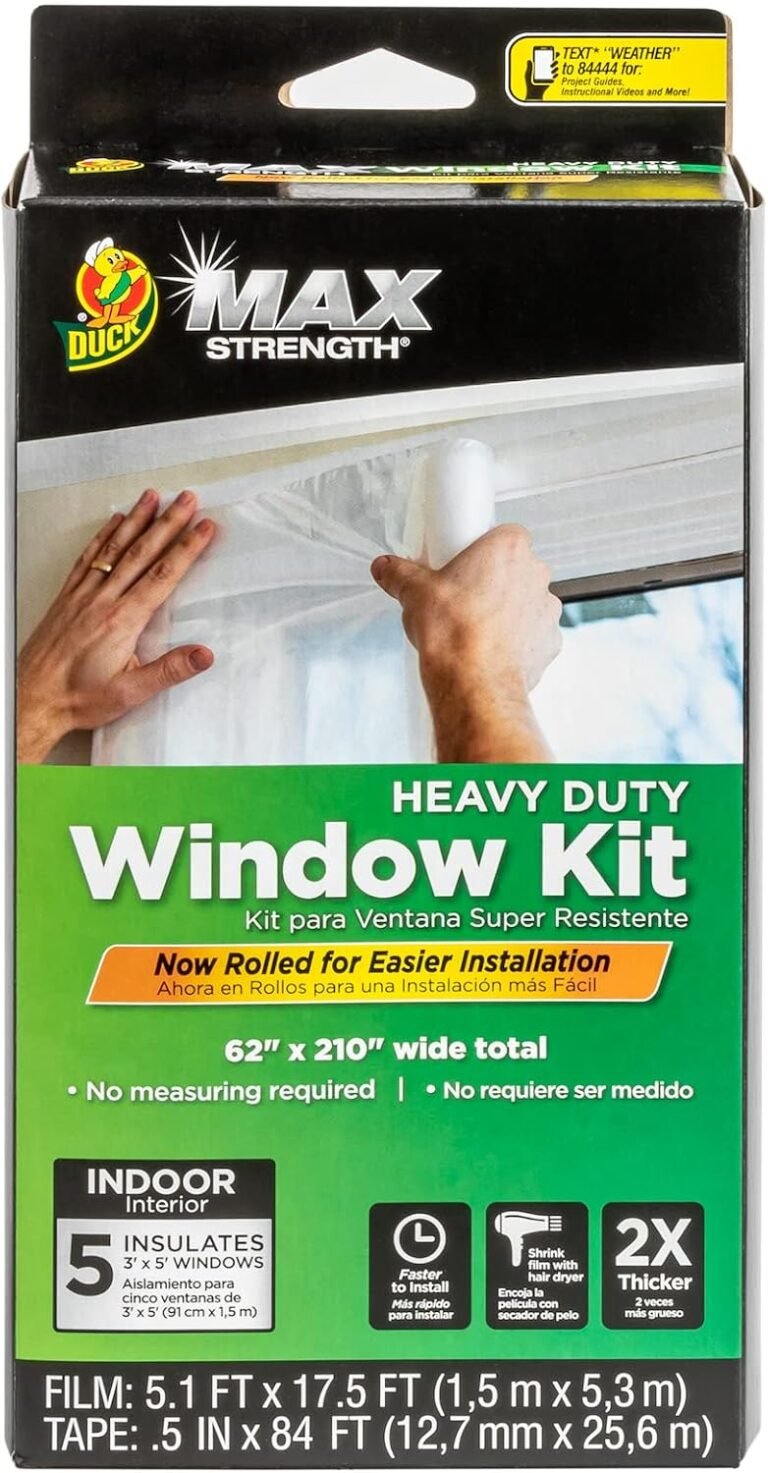 Duck Max Strength Shrink Window Film Kit Review (2026): Clear Draft-Blocking Window Insulation 19 Duck Max Strength shrink window film insulation kit extra-thick puncture-resistant clear draft blocker for up to 5 windows