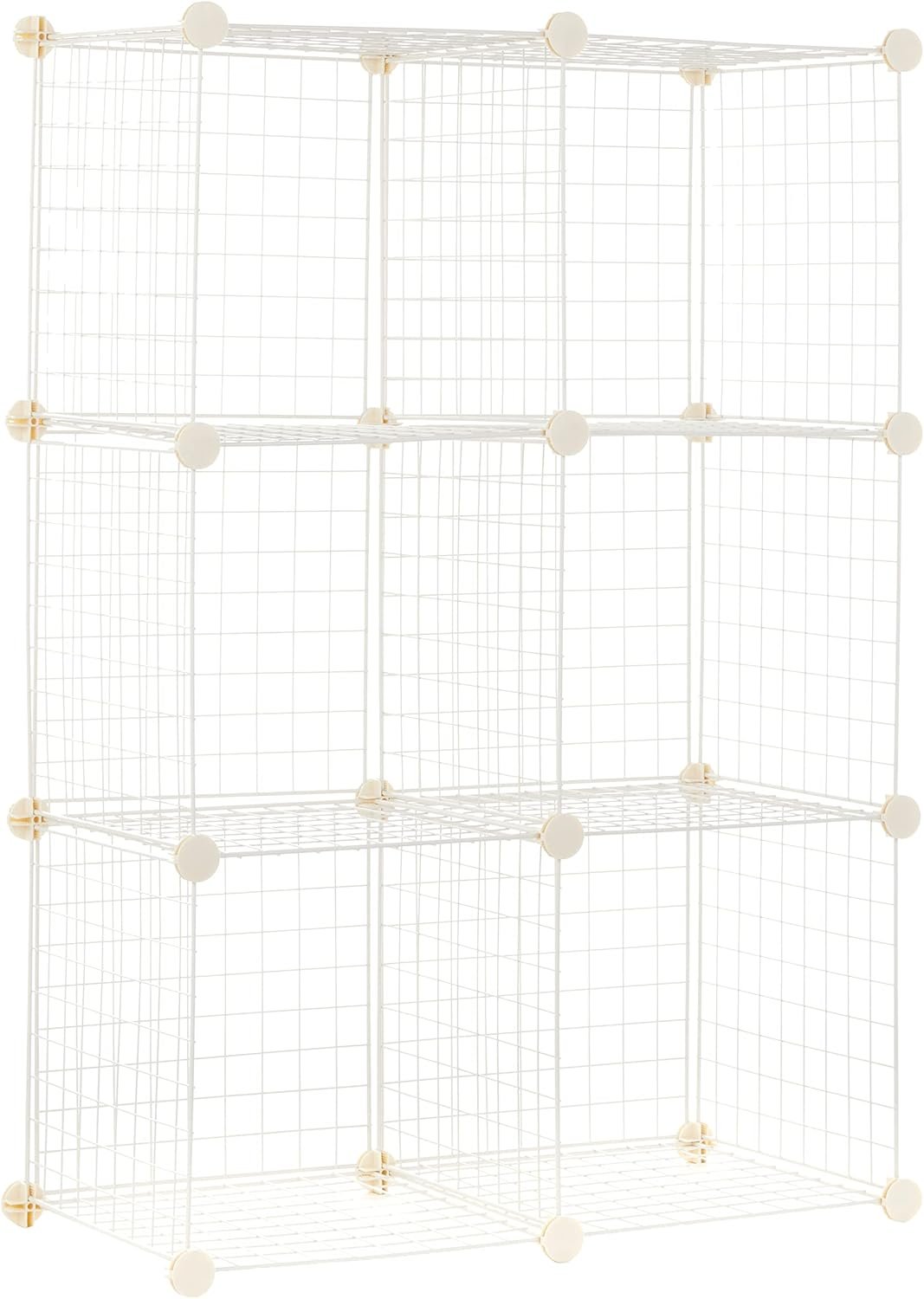 Amazon Basics 6-cube wire grid storage organizer black powder-coated steel modular cubes 14x14x14 tool-free assembly