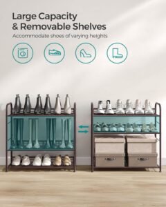 SONGMICS 4-tier stackable shoe rack with adjustable shelves metal frame holds up to 16 pairs for entryway or closet storage