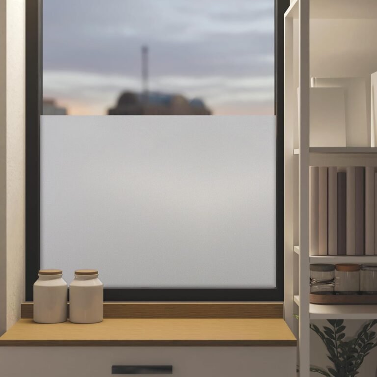 Privacy Window Film (2026 Review): Light, Clarity, and Daytime Privacy 7 Frosted privacy window film applied to a glass window to add privacy while letting in light