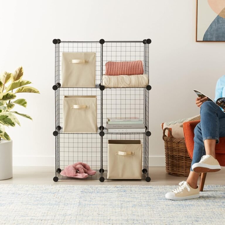Product Reviews 22 Amazon Basics 6-cube wire grid storage organizer black powder-coated steel modular cubes 14x14x14 tool-free assembly
