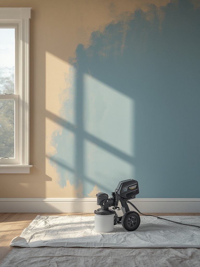 paint sprayer in action