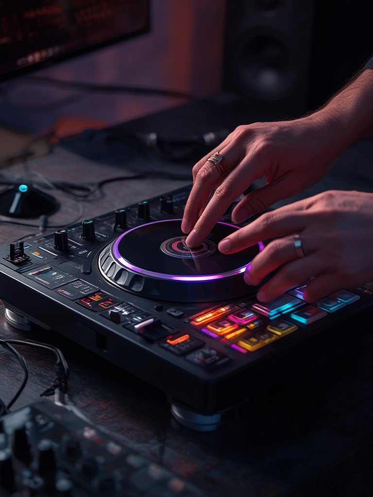 dj controller in action