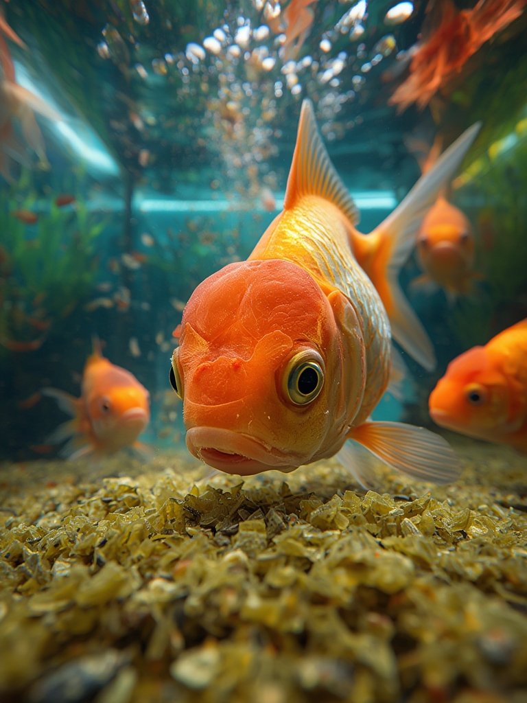goldfish flakes in action