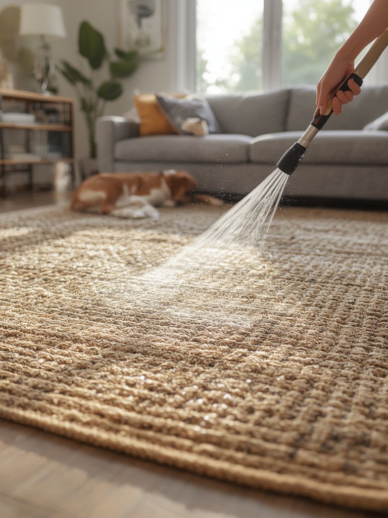 jute rug in action