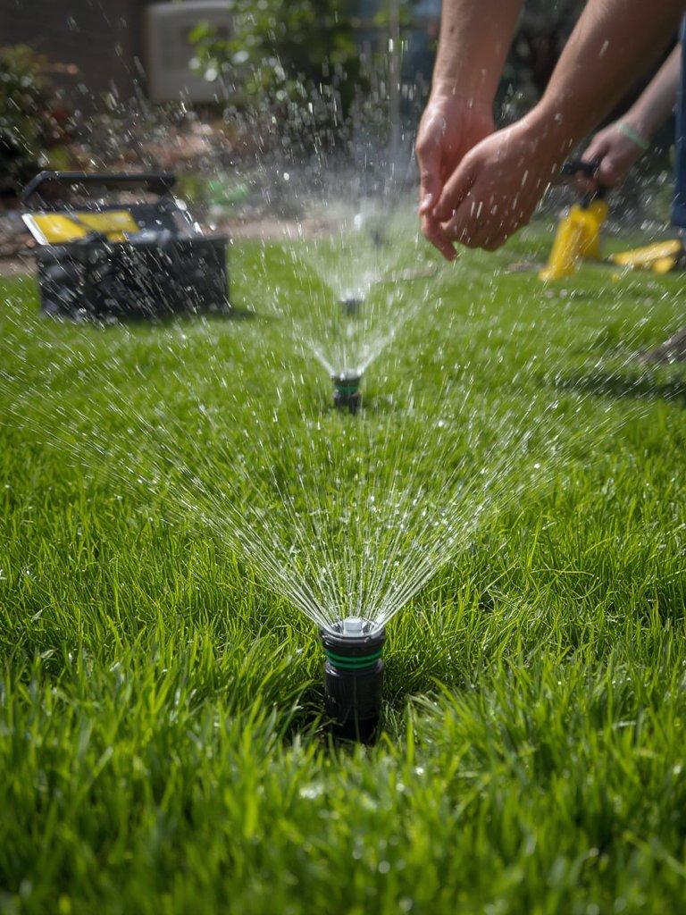 sprinkler system in action