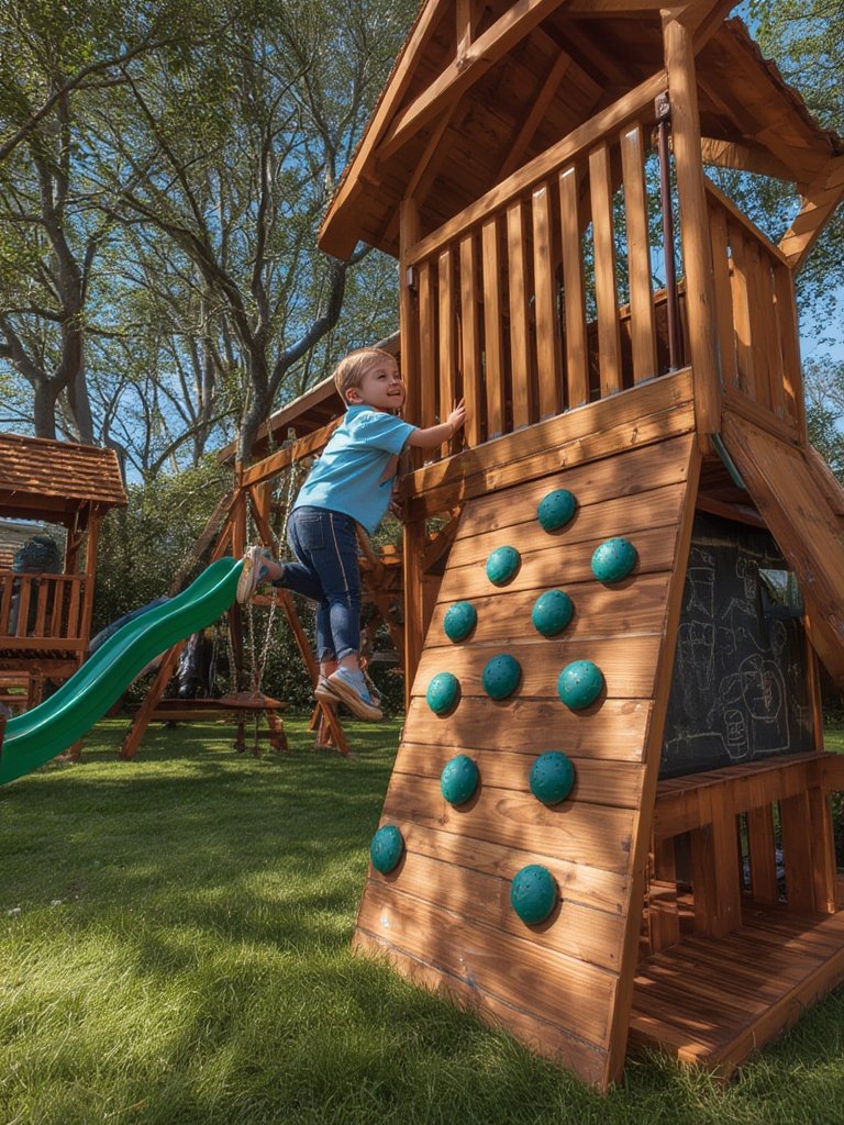 wooden swing in action