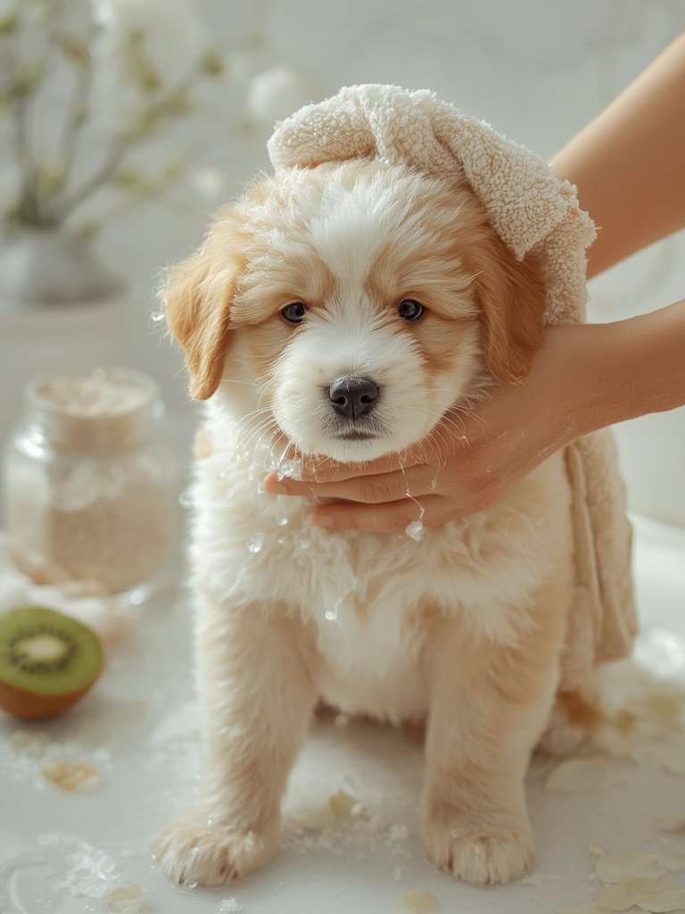 dog shampoo in action
