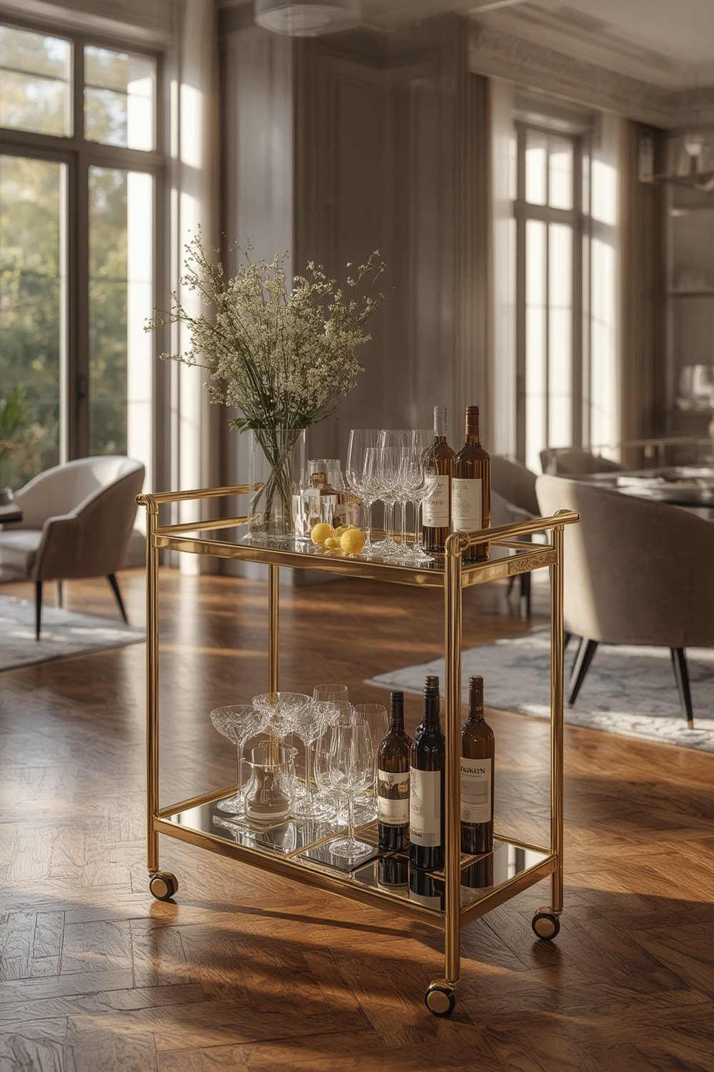 VASAGLE Gold Bar Cart Pros and Cons for Small Apartment Entertaining 1 bar cart product view