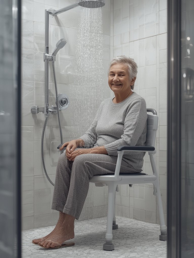 HOMLAND Shower Chair Review: 400-lb Capacity, Height Adjust, Setup (2026) 2 shower chair in action