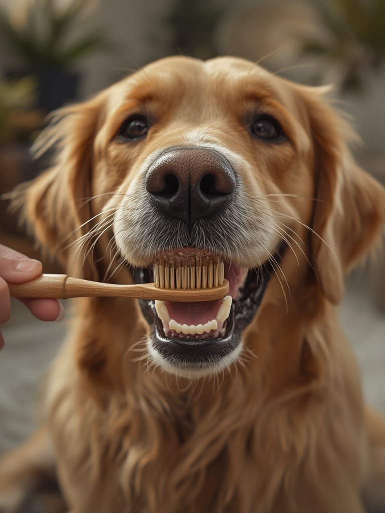 dog toothbrush in action