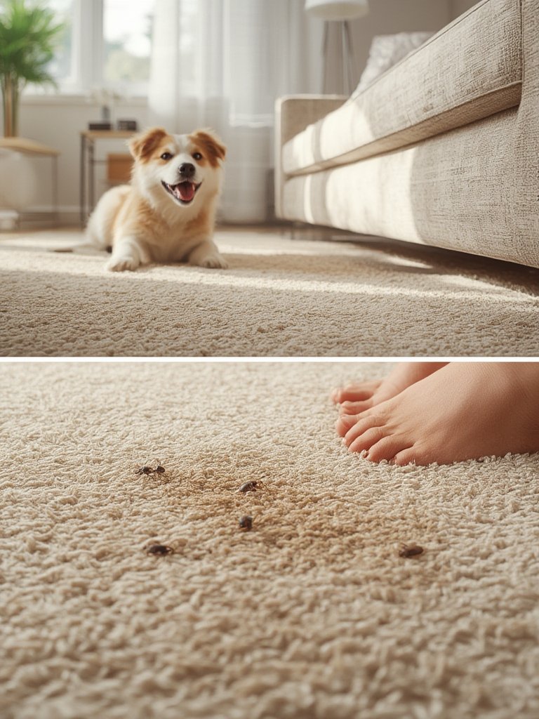 flea spray in action