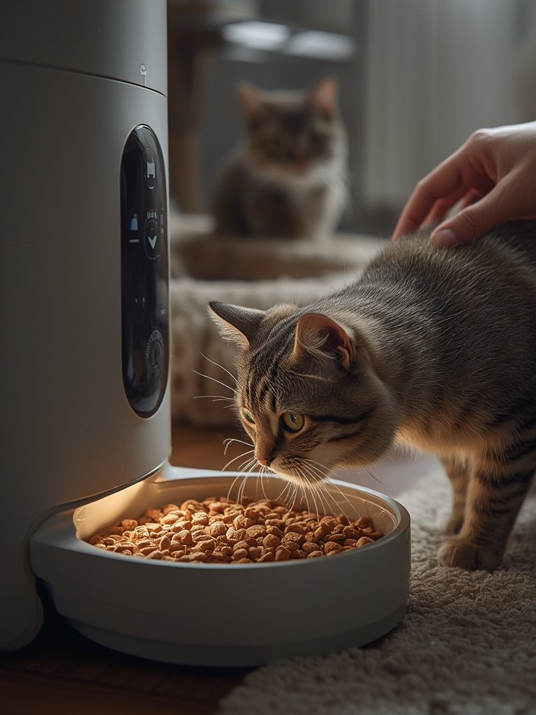 VOLUAS Automatic Cat Feeder Review: Better Meal Timing and Peace of Mind for Busy Pet Owners 2 automatic feeder in action