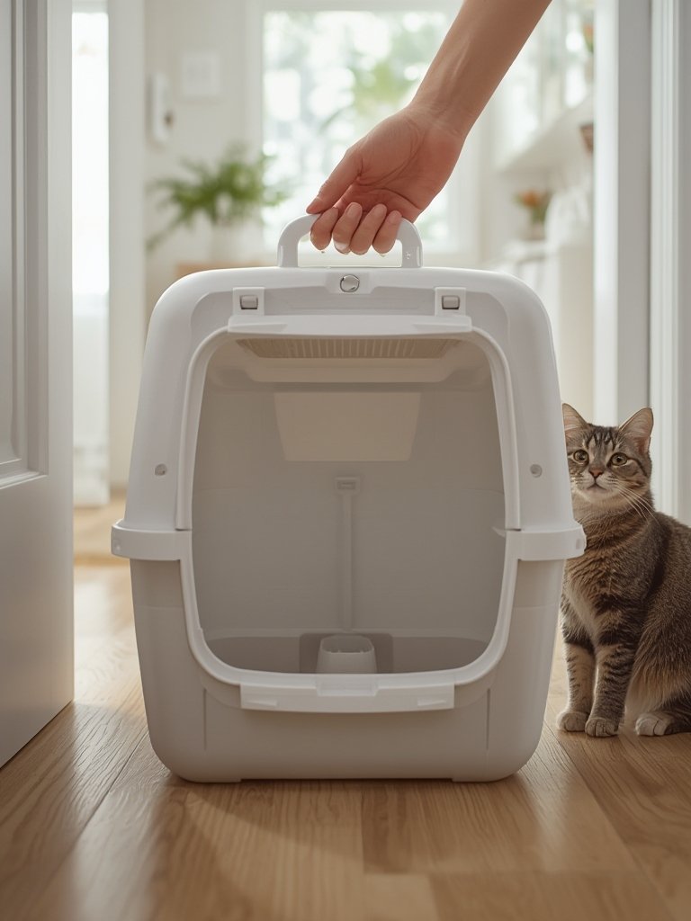 Should You Choose the IRIS USA Large Covered Litterbox for Cleaner Cat Spaces? 2 covered litterbox in action
