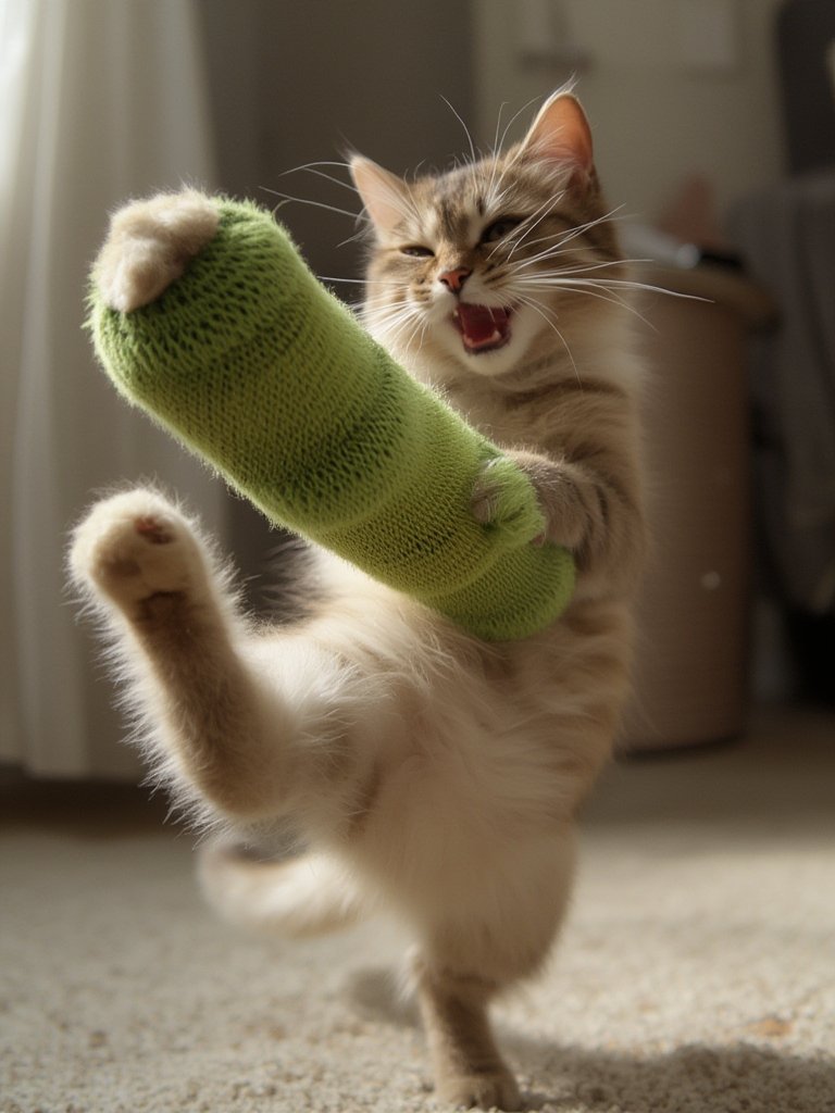 Catstages Crunchy Pickle Kicker Cat Toy: Is This Cat Kicker a Good Choice for Playful Cats? 2 cat kicker in action