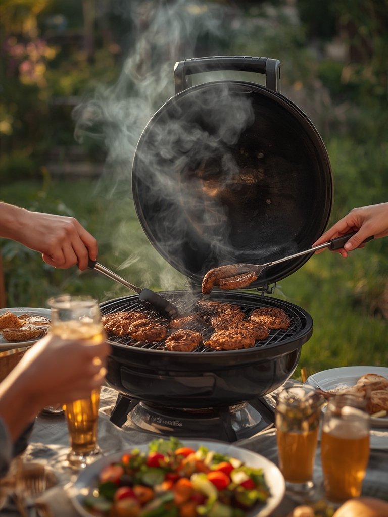 portable grill in action