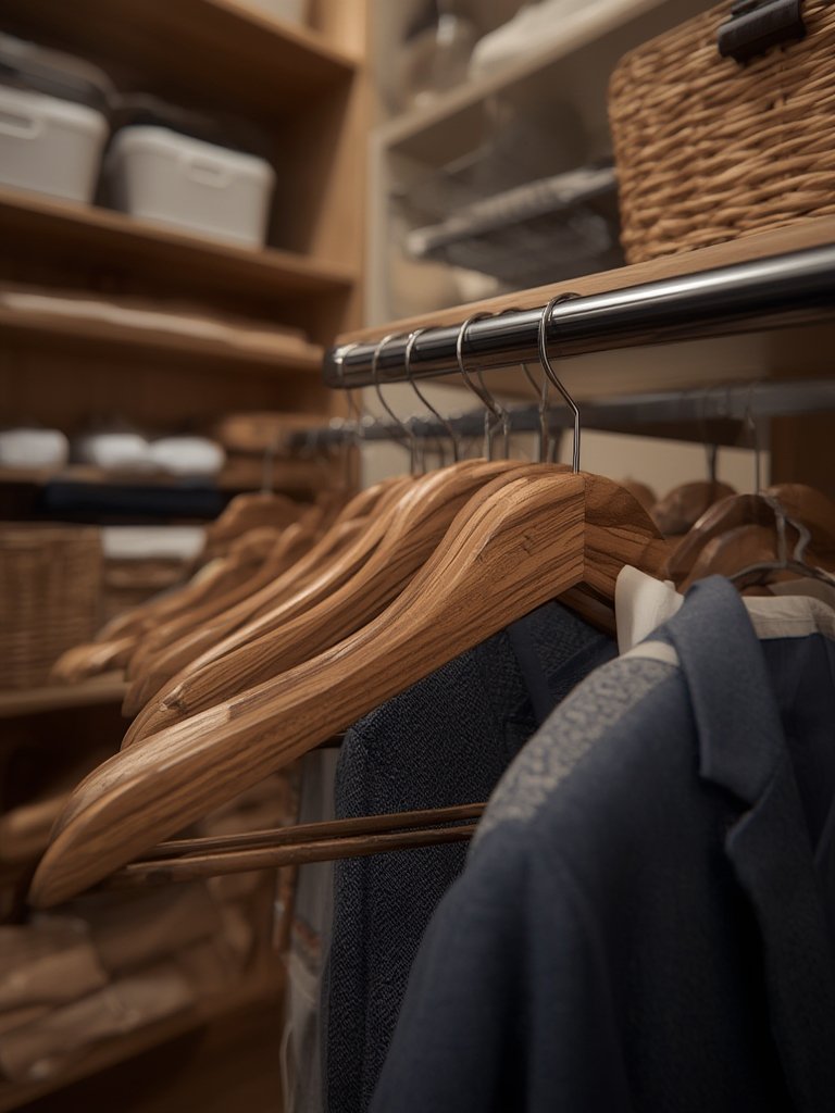 wood hangers in action