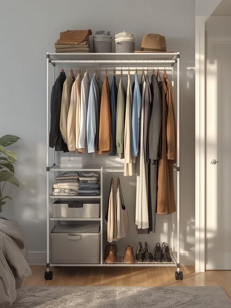 garment rack in action