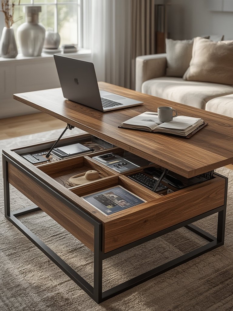 Sweetcrispy Lift Top Coffee Table Review for Small Living Rooms That Need Hidden Storage and a Better Work Surface 2 lift top in action