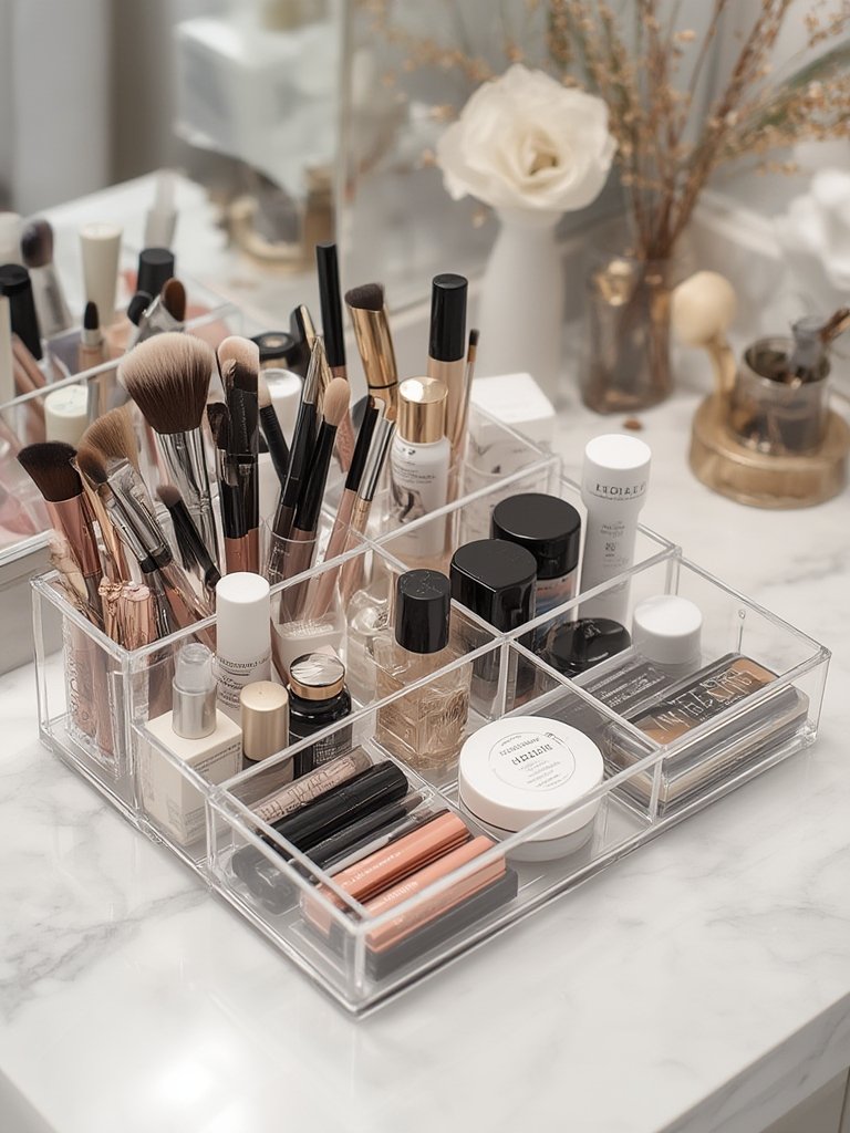 iDesign Makeup Organizer Review: Worth It for Small Vanities? 2 vanity organizer in action