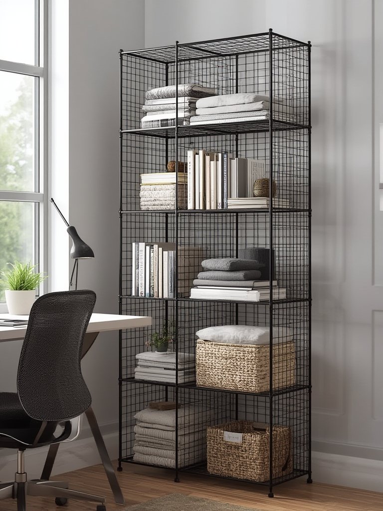 6-Cube Wire Grid Storage Organizer Review: Modular Cube Shelving System 2 wire cubes in action