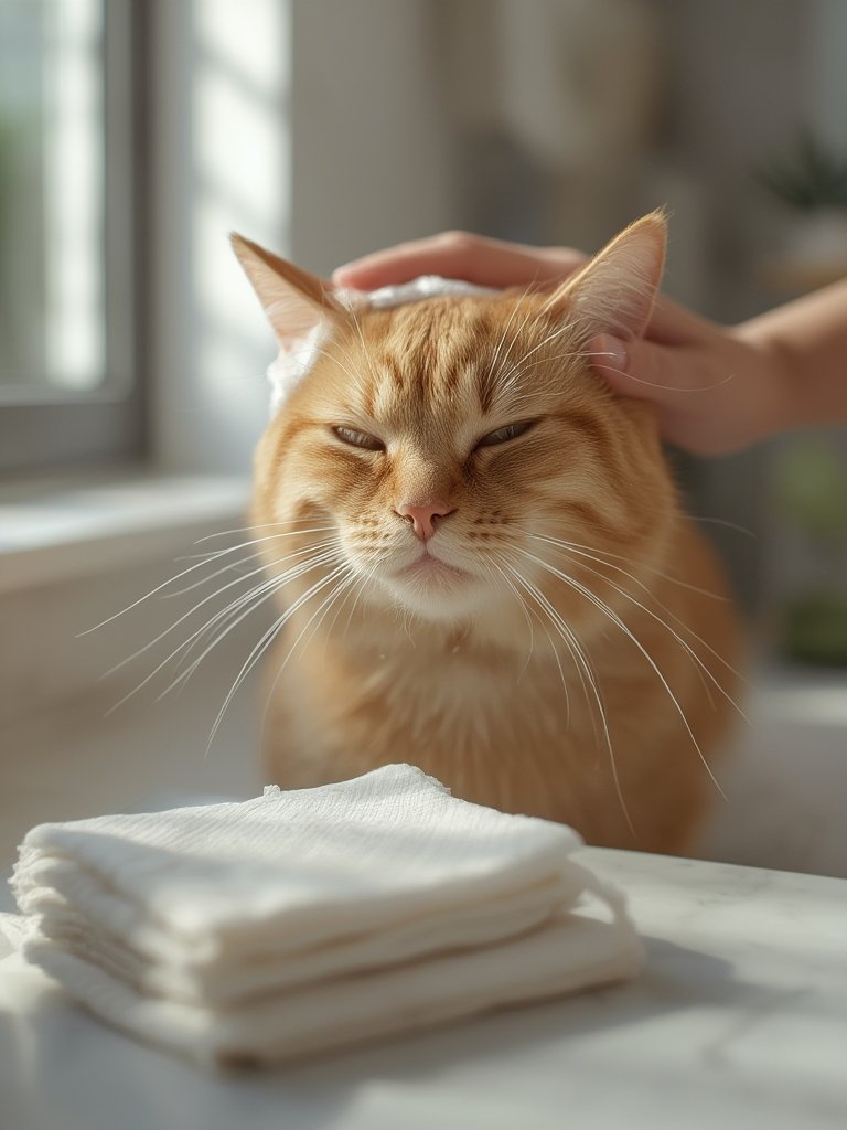 Should You Get Burt's Bees for Pets Cat Dander Remover Wipes for Reducing Flaking Between Baths? 2 cat wipes in action