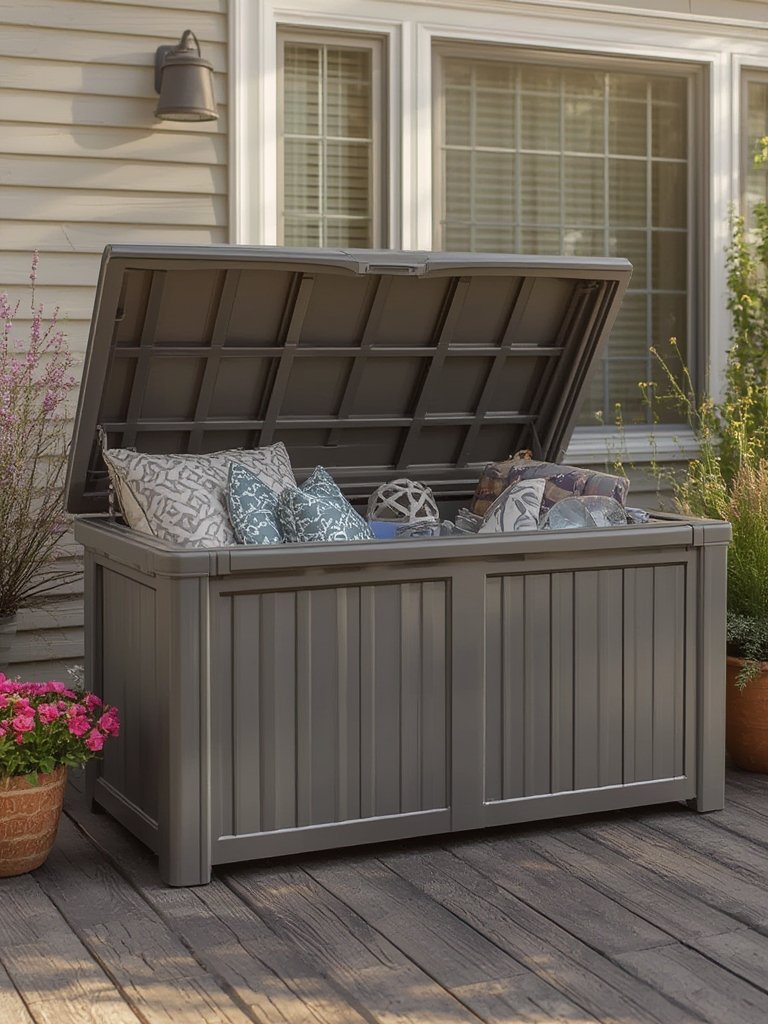 Should You Buy the Keter Marvel Plus 71 Gallon Deck Box for Small Patios? 2 outdoor storage in action