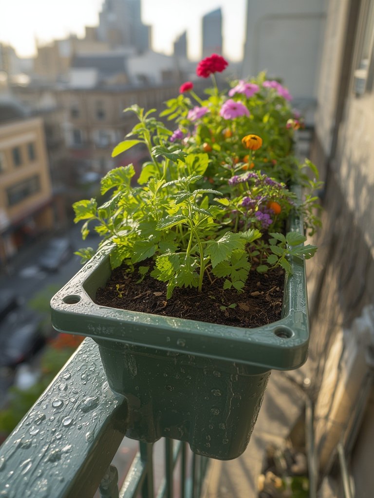 railing planter in action
