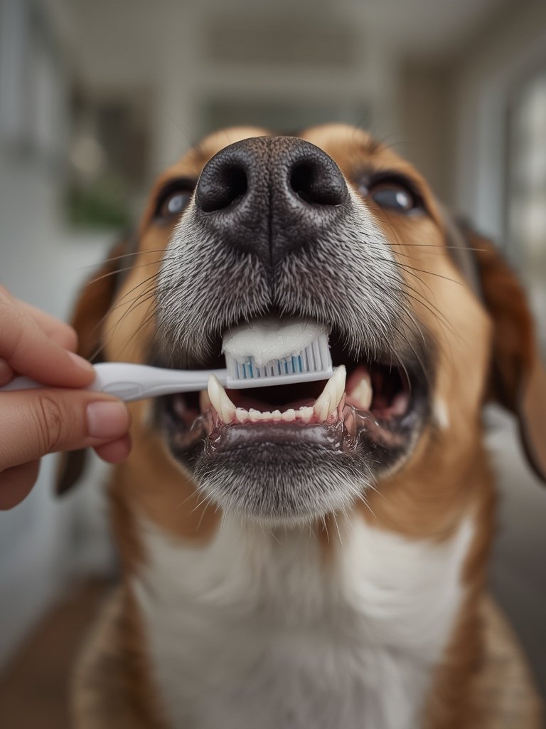 dog toothpaste in action