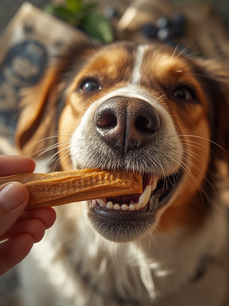 Shameless Pets Blueberry & Mint Dental Chews: Do They Really Help Clean Your Dog's Teeth and Freshen Breath? 2 dental chews in action