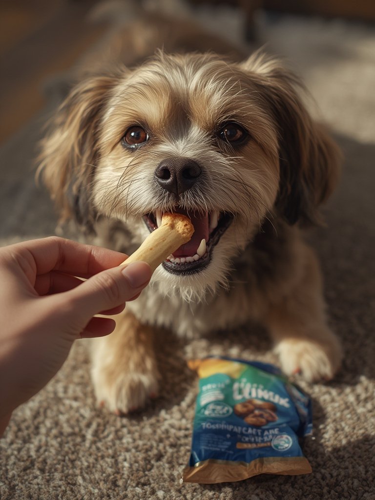 dog toothpaste in action