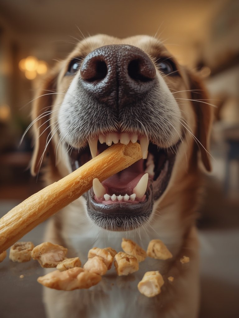 Should You Buy Dingo Dental Sticks 48 Count for Cleaner Dog Teeth? 2 dental sticks in action