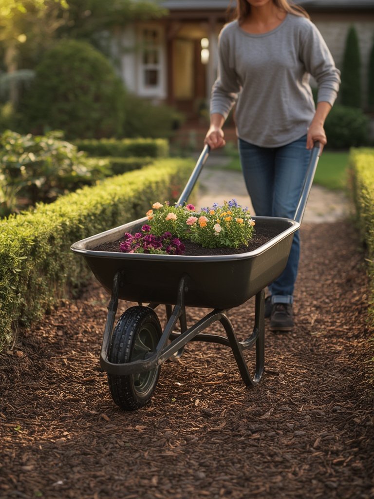 garden wheelbarrow in action