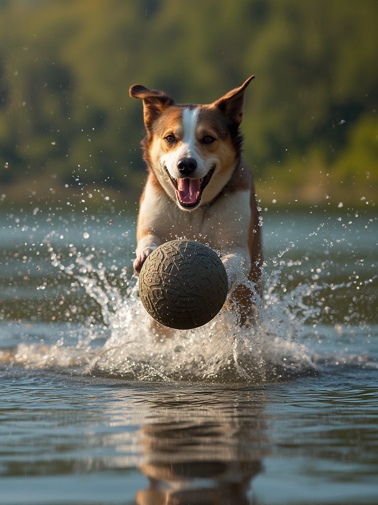 dog ball in action