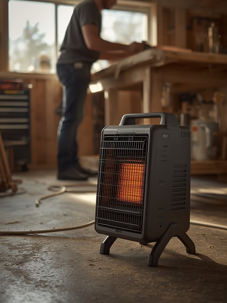 garage heater in action