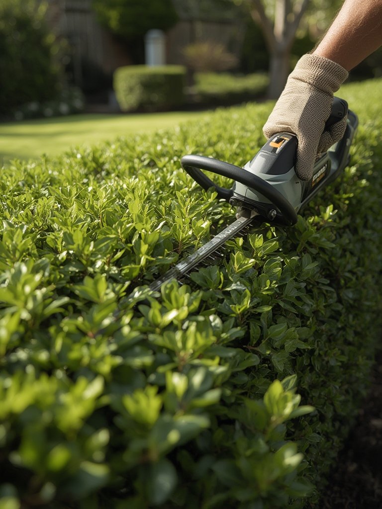 hedge trimmer in action