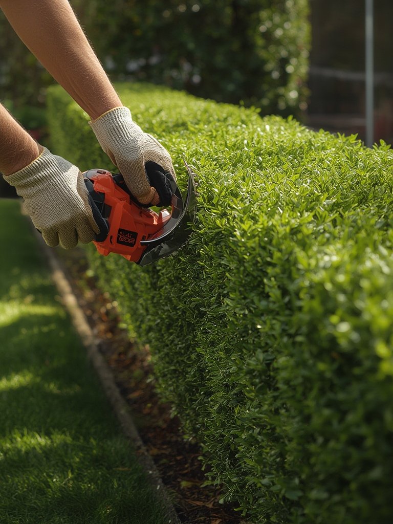 hedge trimmer in action