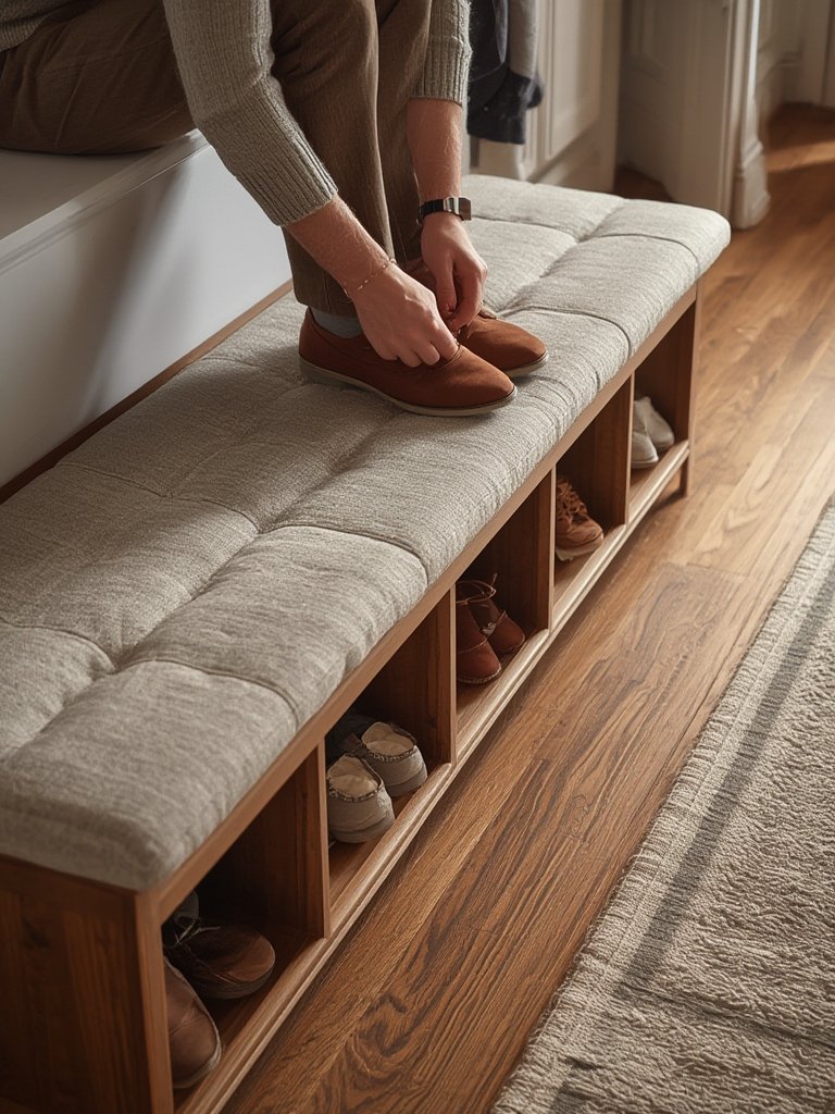 VASAGLE CUSTOS Shoe Bench Review: Good for Small Entryways? 2 shoe bench in action