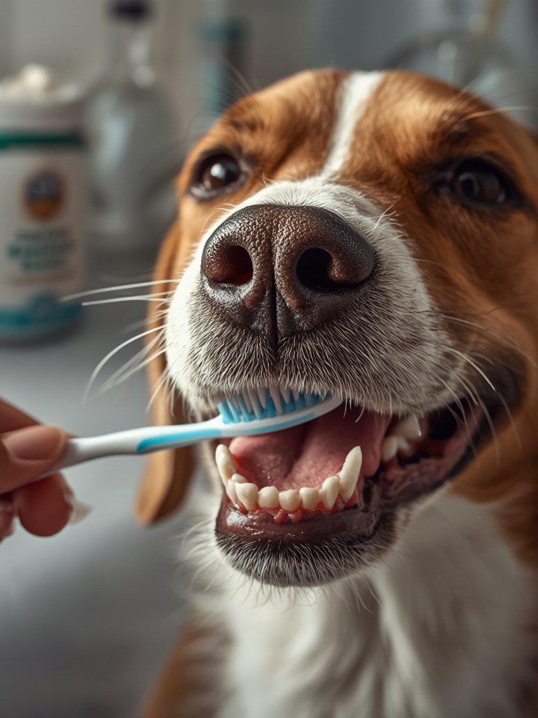 dog toothpaste in action