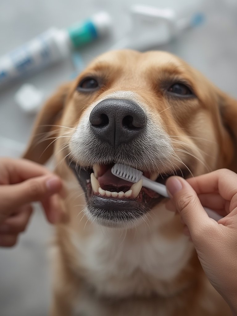 dog toothpaste in action