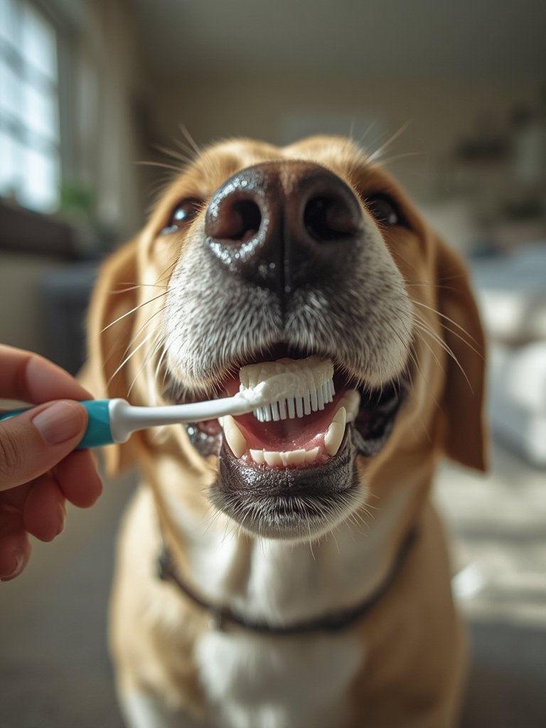 dog toothpaste in action