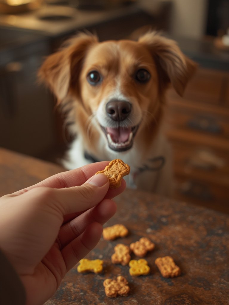 dog biscuits in action
