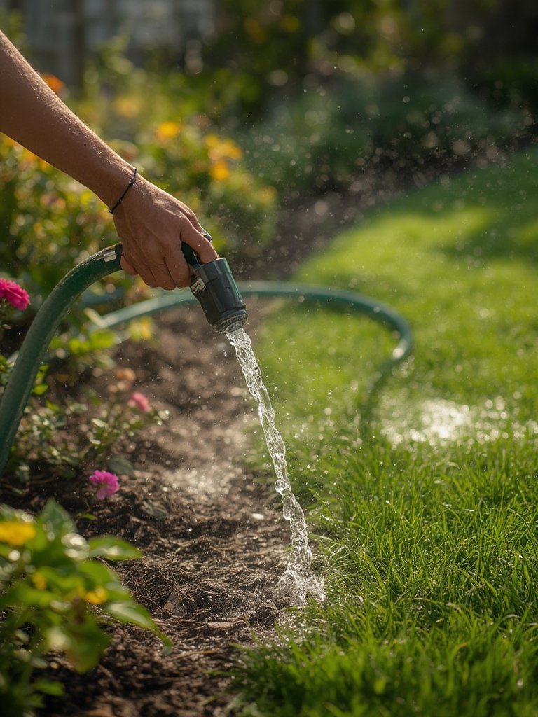 garden hose in action